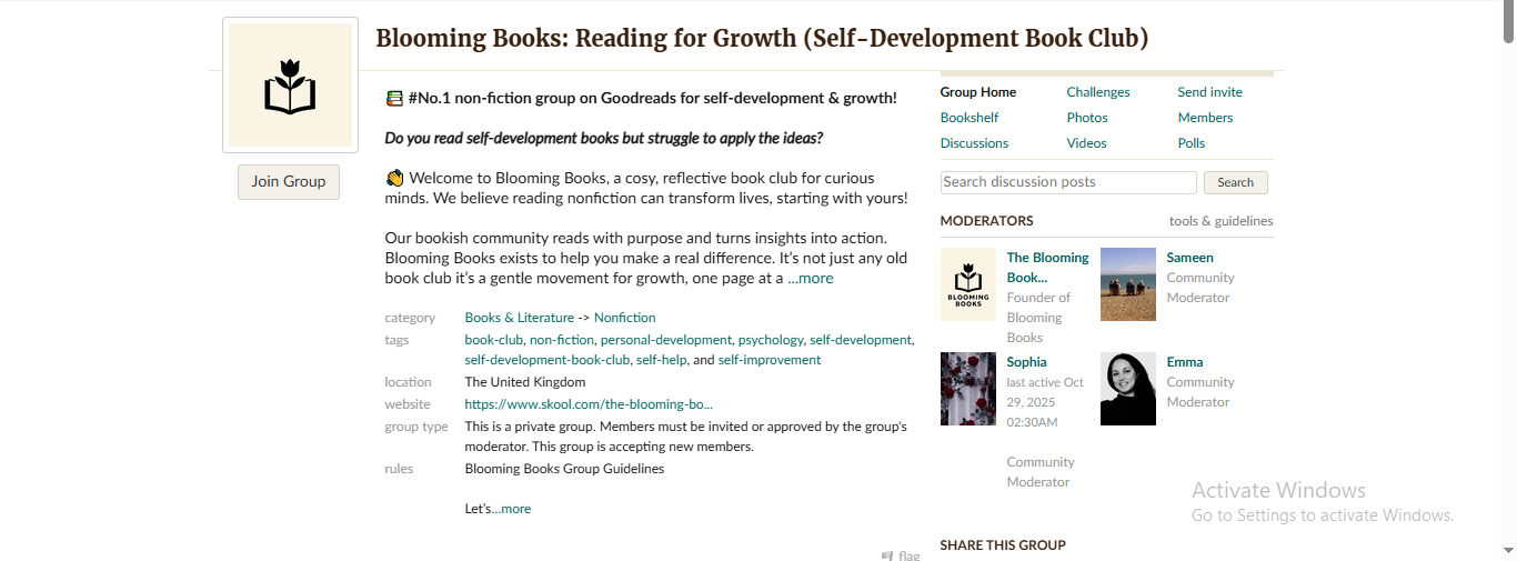 Blooming Books: Reading for Growth community
