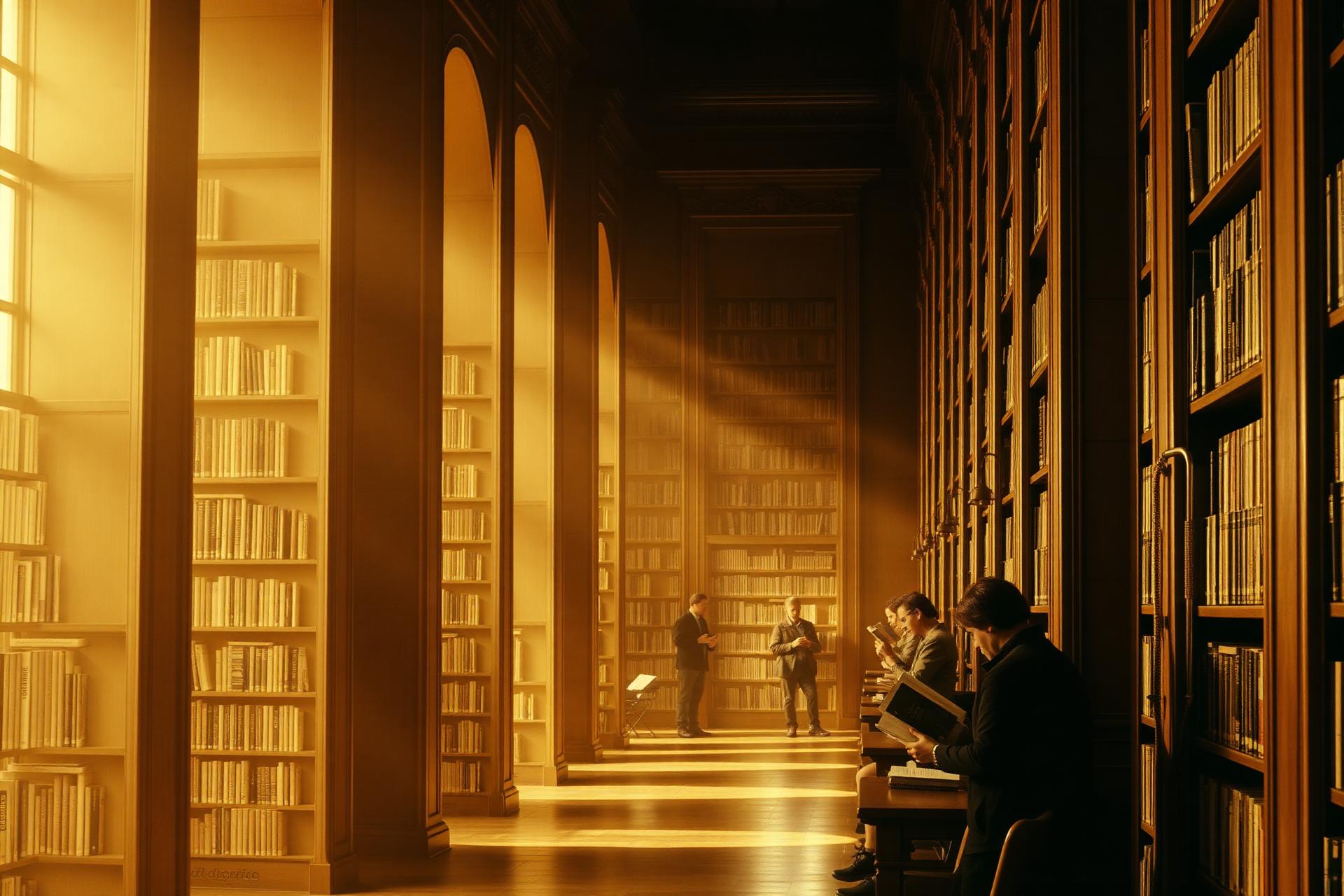 A quiet library lined with books, evoking long-term reader discovery
